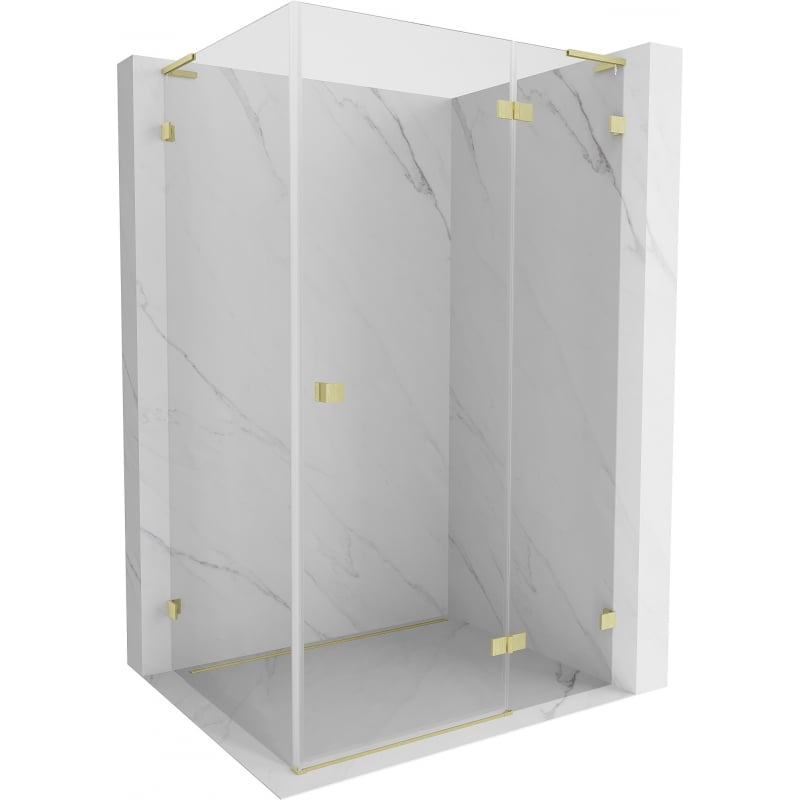 Mexen Lunar L cabină de duș rebateabilă dreapta 80 x 70 cm, transparent, auriu periat - 834L-080-070-55-00-P