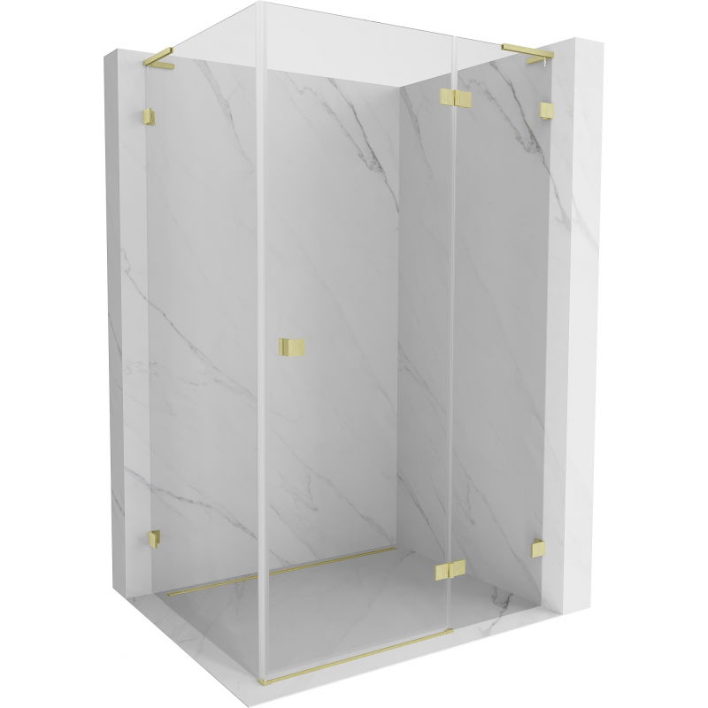 Cabină de duș cu deschidere spre dreapta Mexen Lunar L 100 x 70 cm, transparentă, auriu periat - 834L-100-070-55-00-P