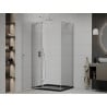 Mexen Roma cabină de duș cu ușă batantă 90 x 100 cm, transparent, crom + cadă de duș Flat, negru - 854-090-100-01-00-4070