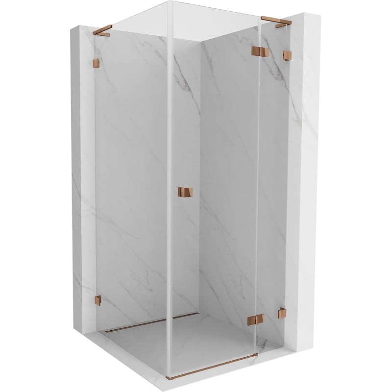 Mexen Lunar L cabină de duș cu deschidere dreapta 80 x 80 cm, transparent, aur roz - 834L-080-080-60-00-P