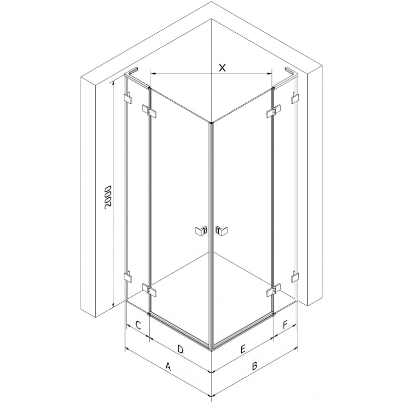 Mexen Lunar L Duo cabină de duș cu balamale pe stânga 95 x 70 cm, transparent, metal armat - 834L-095L-070P-95-00