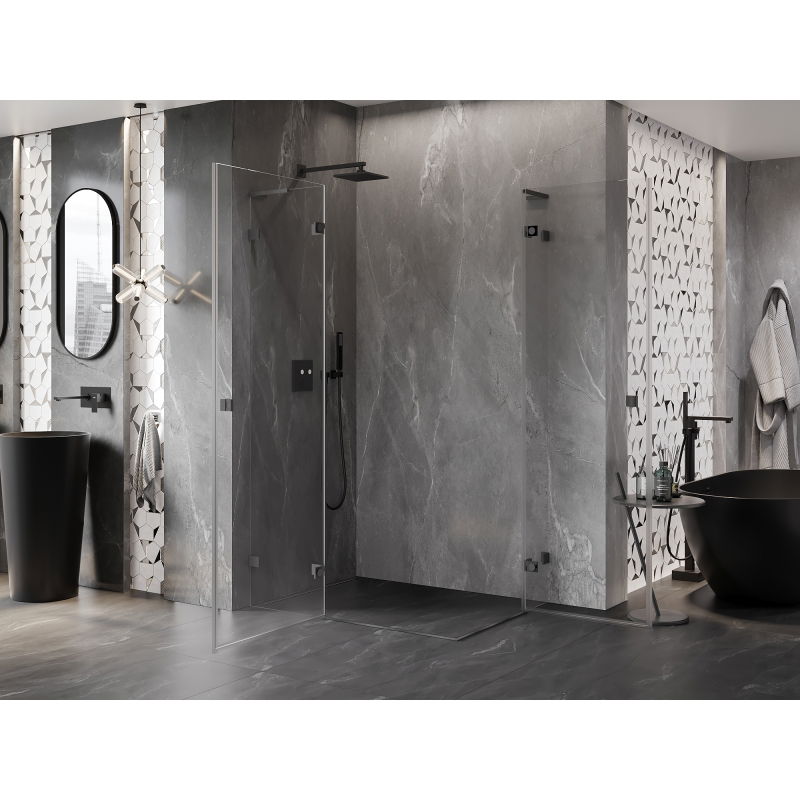 Mexen Lunar L Duo cabină de duș cu deschidere stânga 95 x 75 cm, transparent, gun metal - 834L-095L-075P-95-00
