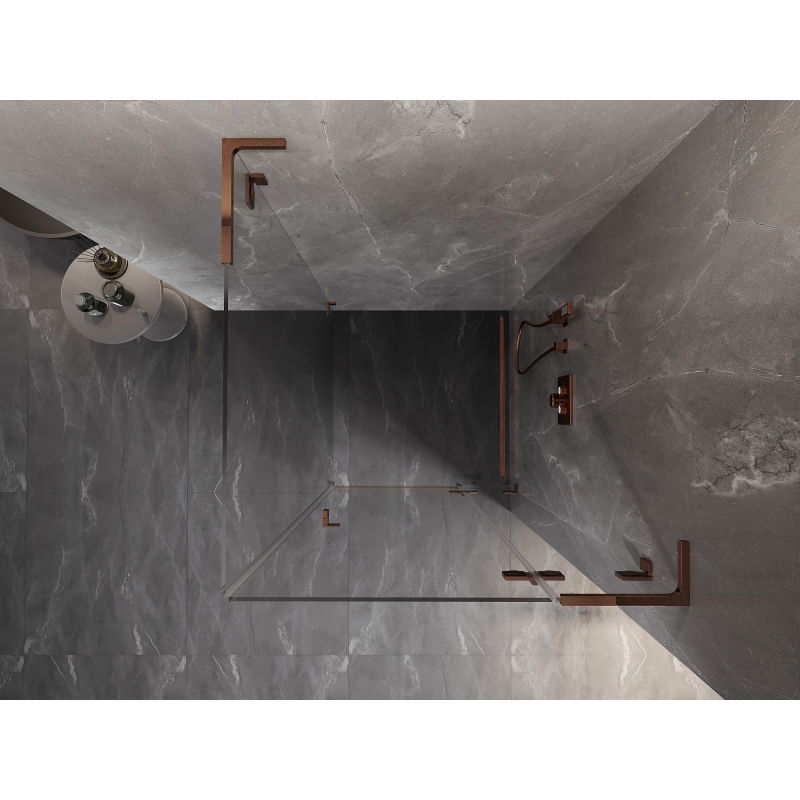 Mexen Lunar L cabină de duș cu balamale dreapta 100 x 100 cm, transparent, aur roz - 834L-100-100-60-00-P