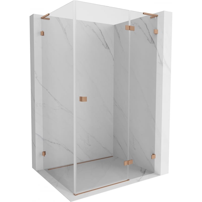 Cabină de duș Mexen Lunar L, ușă rabatabilă dreapta 95 x 80 cm, transparent, cupru periat - 834L-095-080-65-00-P