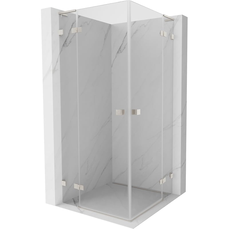 Mexen Lunar L Duo cabină de duș batantă 70 x 70 cm, transparent, nichel periat - 834L-070L-070P-97-00