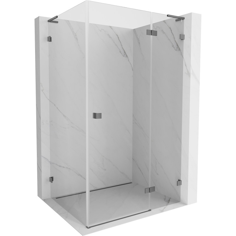 Mexen Lunar L jobboldali nyíló zuhanykabin 100 x 90 cm, átlátszó, gun metal - 834L-100-090-95-00-P