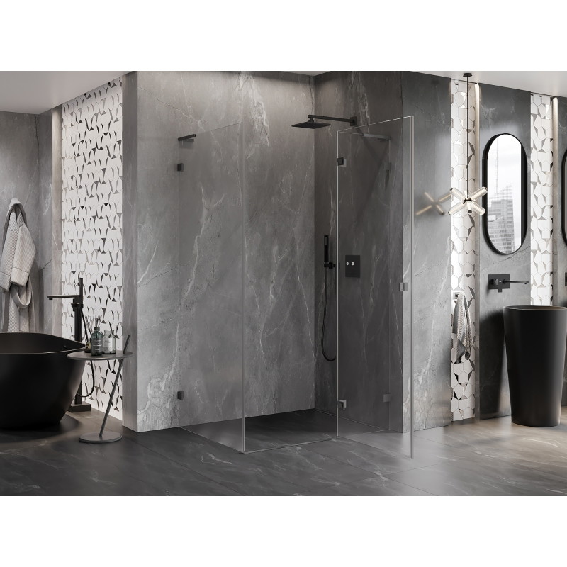 Mexen Lunar L jobboldali nyíló zuhanykabin 100 x 90 cm, átlátszó, gun metal - 834L-100-090-95-00-P