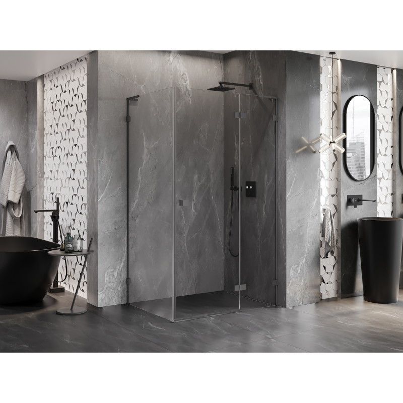 Mexen Lunar L jobboldali nyíló zuhanykabin 100 x 90 cm, átlátszó, gun metal - 834L-100-090-95-00-P