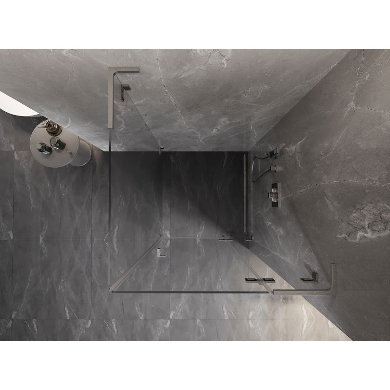 Mexen Lunar L cabină de duș pivotantă dreapta 70 x 70 cm, transparent, nichel periat - 834L-070-070-97-00-P