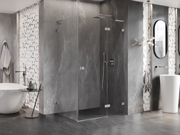 Mexen Lunar L jobbos nyíló zuhanykabin 100 x 70 cm, átlátszó, matt nikkel - 834L-100-070-97-00-P