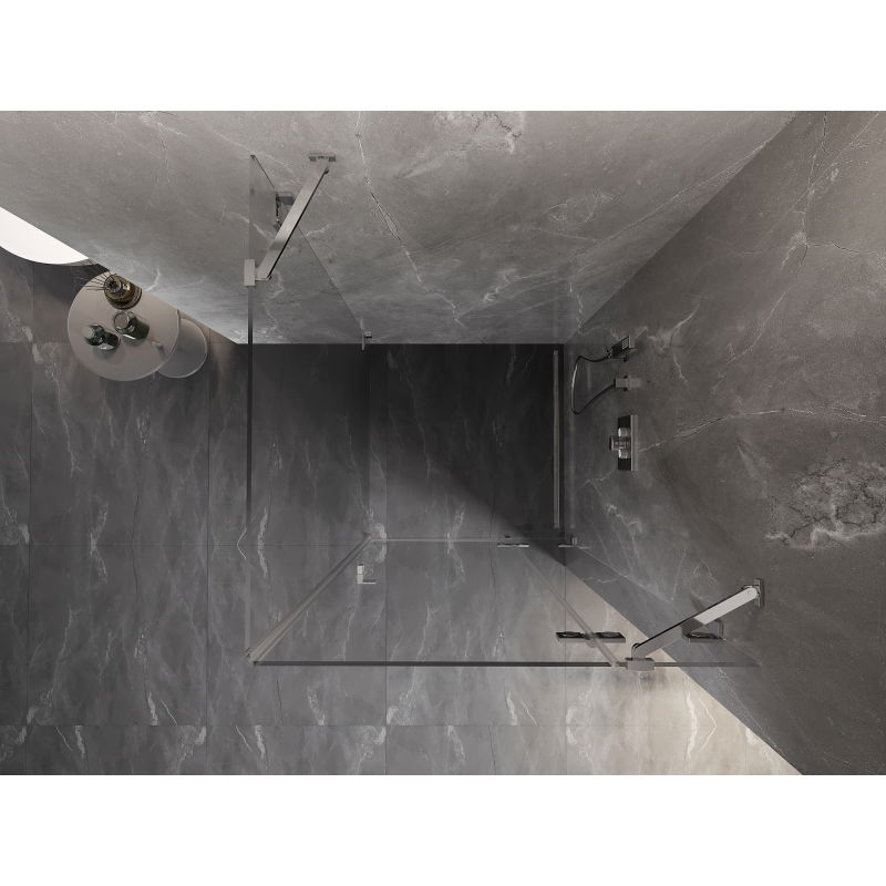Mexen Lunar cabină de duș batantă dreaptă 70 x 70 cm, transparent, crom - 834-070-070-01-00-P