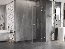 Mexen Lunar cabină de duș batantă dreapta 100 x 100 cm, transparent, crom - 834-100-100-01-00-P