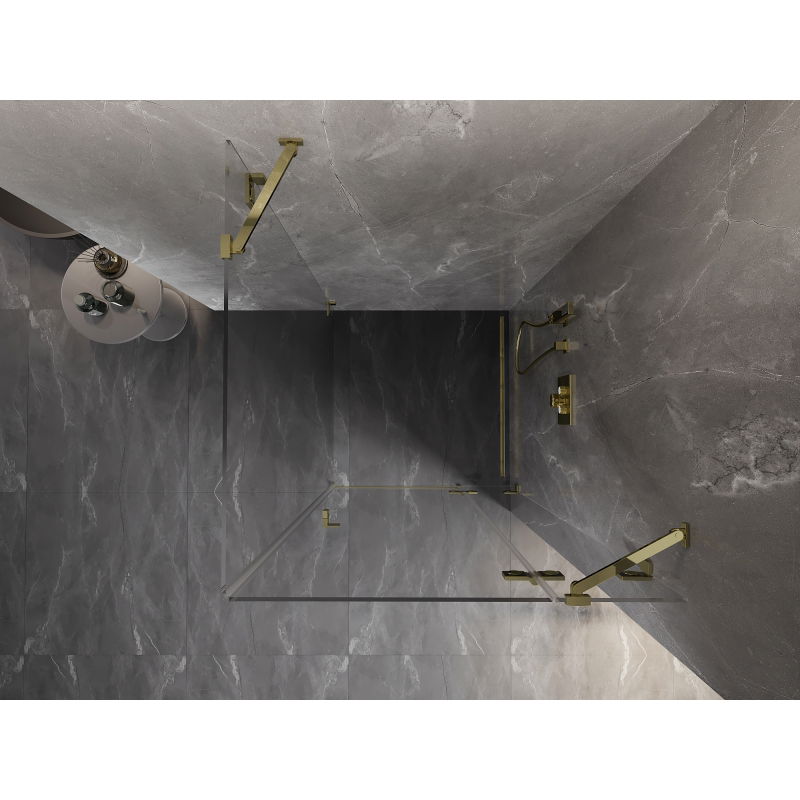 Mexen Lunar cabină de duș cu deschidere dreapta 70 x 70 cm, transparentă, auriu - 834-070-070-50-00-P