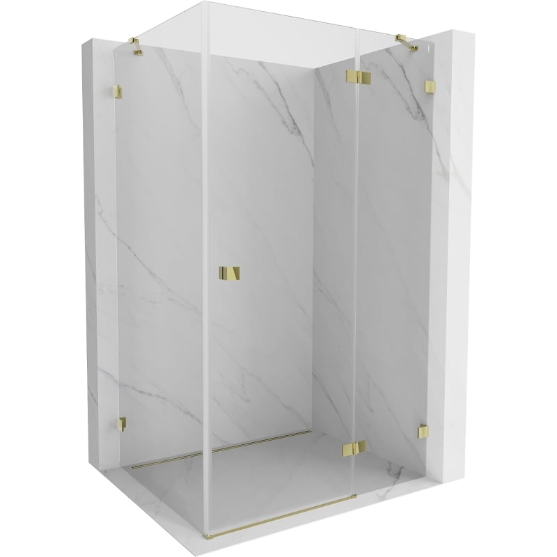 Mexen Lunar cabină de duș pivotantă dreapta 80 x 70 cm, transparent, aurie - 834-080-070-50-00-P