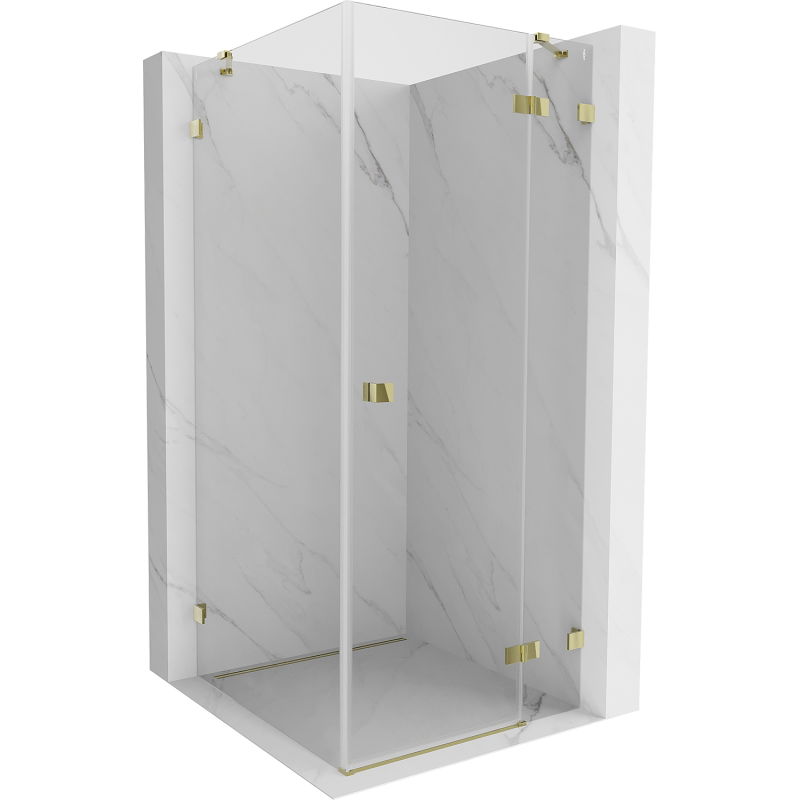 Mexen Lunar cabină de duș pivotantă dreaptă 90 x 90 cm, transparent, auriu - 834-090-090-50-00-P