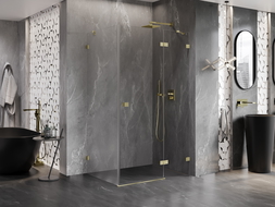 Mexen Lunar cabina de duș cu ușă batantă dreapta 100 x 70 cm, transparentă, auriu periat - 834-100-070-55-00-P