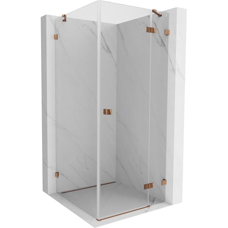 Cabină de duș cu balamale dreapta Mexen Lunar 100 x 100 cm, transparent, aur roz - 834-100-100-60-00-P