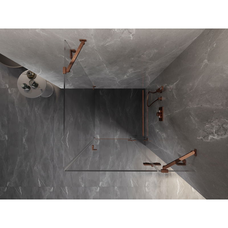 Mexen Lunar cabină de duș batantă dreapta 100 x 100 cm, transparent, aur roz - 834-100-100-60-00-P