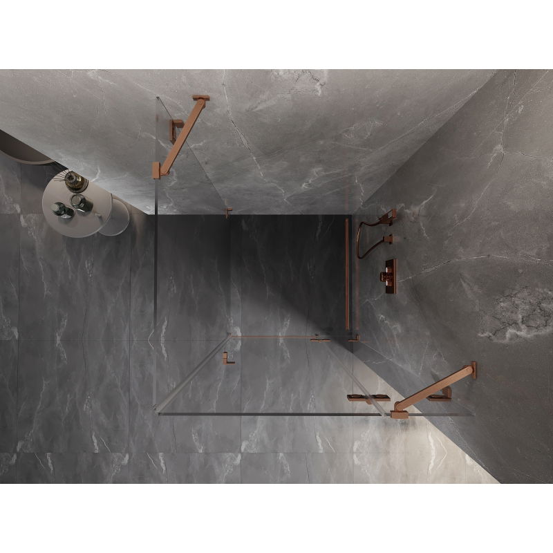 Mexen Lunar cabină de duș cu deschidere dreapta 100 x 100 cm, transparent, cupru periat - 834-100-100-65-00-P