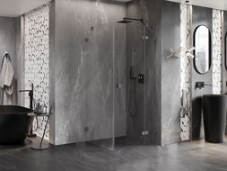 Mexen Lunar cabină de duș înclinabilă dreaptă 70 x 70 cm, transparentă, gri armă periat - 834-070-070-66-00-P
