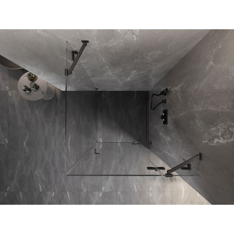 Mexen Lunar cabină de duș rabatabilă dreaptă 80 x 80 cm, transparentă, gri metalizat periat - 834-080-080-66-00-P