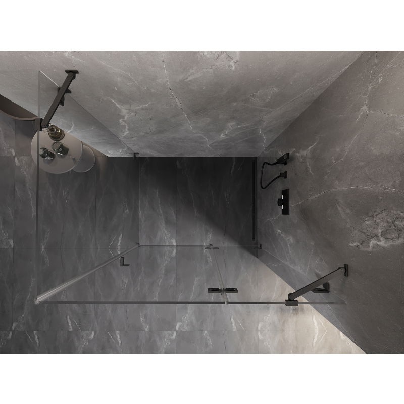 Mexen Lunar cabină de duș batantă dreaptă 100 x 90 cm, transparentă, gri închis periat - 834-100-090-66-00-P