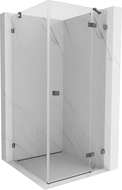 Mexen Lunar cabină de duș pliantă dreaptă 100 x 100 cm, transparentă, gri armat periat - 834-100-100-66-00-P