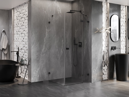 Mexen Lunar jobbra nyíló zuhanykabin 70 x 70 cm, átlátszó, fekete - 834-070-070-70-00-P