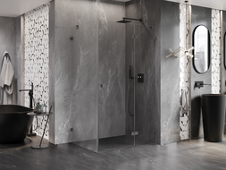 Mexen Lunar cabină de duș batantă dreaptă 90 x 80 cm, transparent, gun metal - 834-090-080-95-00-P