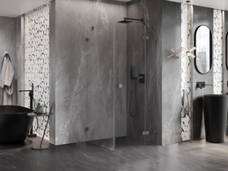 Mexen Lunar cabină de duș pivotantă dreapta 100 x 100 cm, transparent, gun metal - 834-100-100-95-00-P