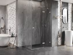 Mexen Lunar jobboldali nyíló zuhanykabin 80 x 70 cm, áttetsző, szálcsiszolt nikkel - 834-080-070-97-00-P