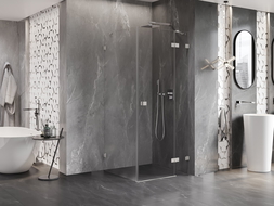 Mexen Lunar nyíló jobbos zuhanykabin 100 x 100 cm, átlátszó, csiszolt nikkel - 834-100-100-97-00-P