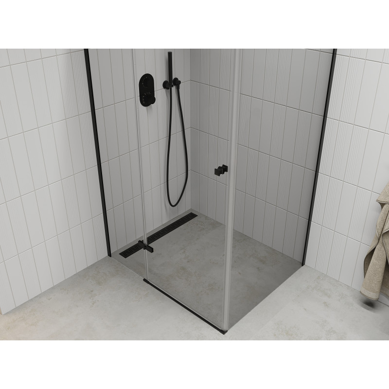 Mexen Roma nyíló zuhanykabin 90 x 70 cm, átlátszó, fekete - 854-090-070-70-00