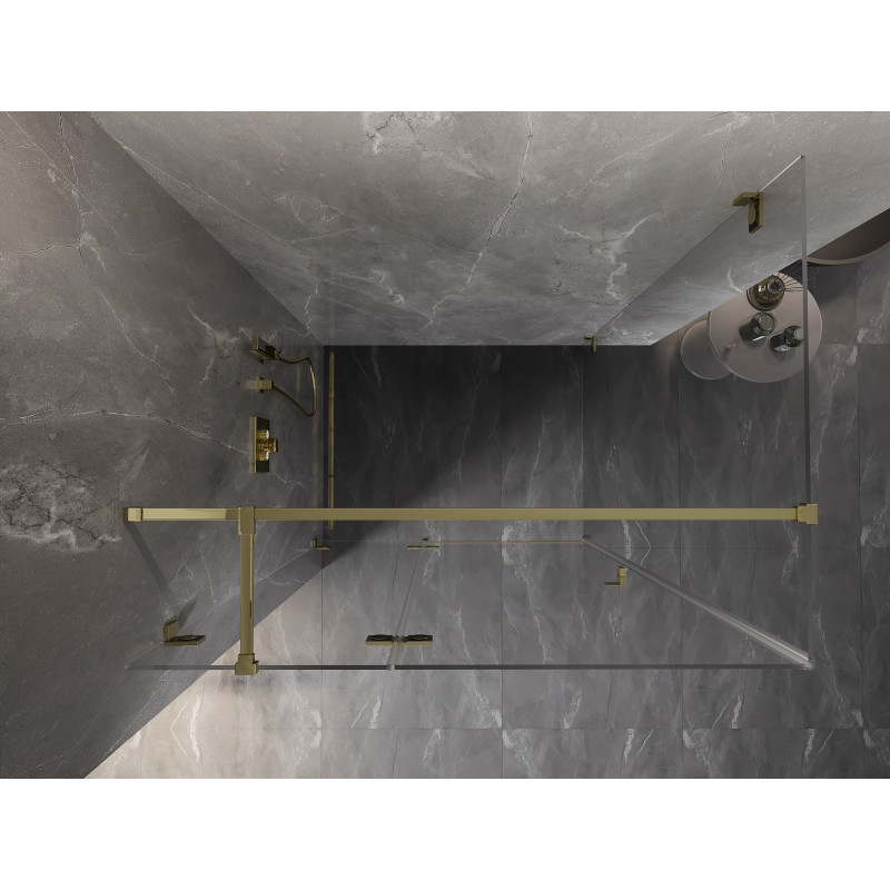 Mexen Lunar T cabină de duș cu ușă batantă stânga 110 x 80 cm, transparentă, aurie - 834T-110-080-50-00-L