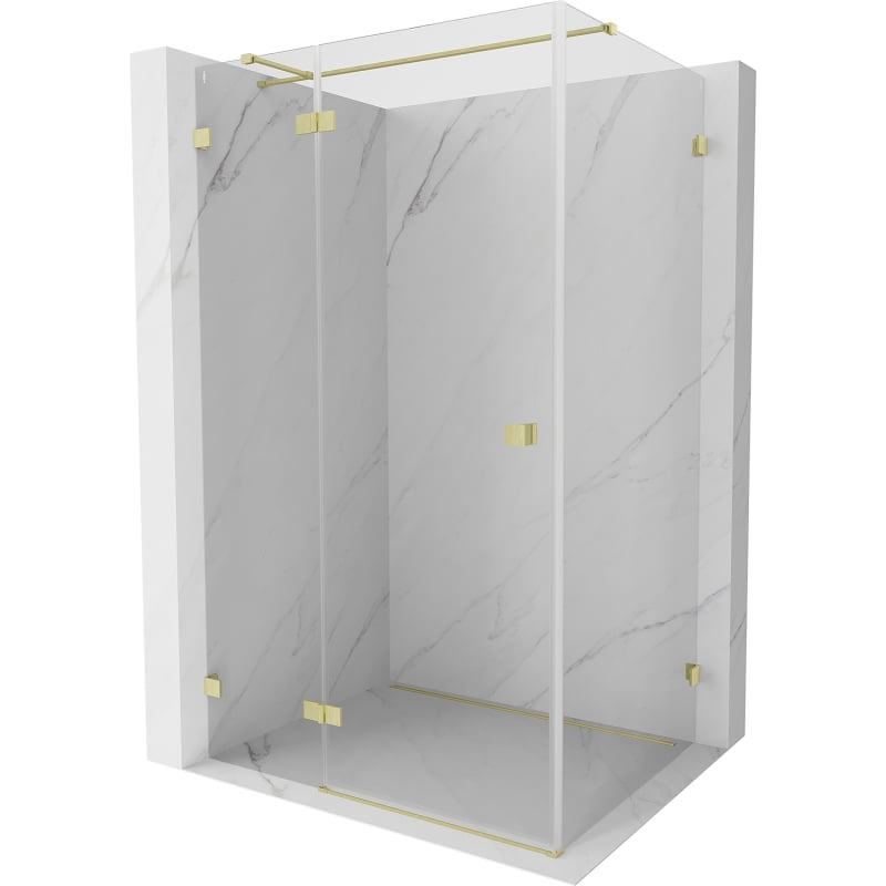 Mexen Lunar T cabină de duș cu deschidere spre stânga 135 x 100 cm, transparentă, auriu periat - 834T-135-100-55-00-L