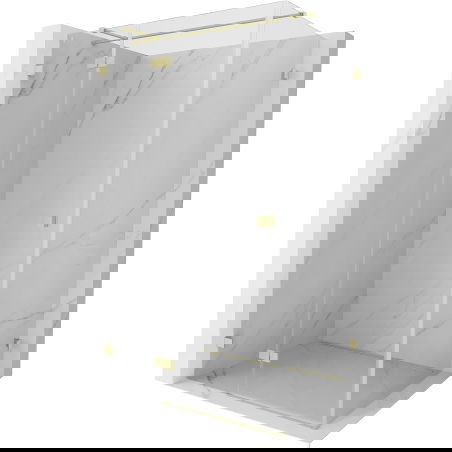 Cabină de duș pivotantă stânga Mexen Lunar T 140 x 100 cm, transparentă, aurie periată - 834T-140-100-55-00-L