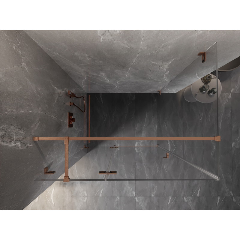 Mexen Lunar T cabina de duș cu ușa rabatabilă stânga 135 x 120 cm, transparent, cupru periat - 834T-135-120-65-00-L