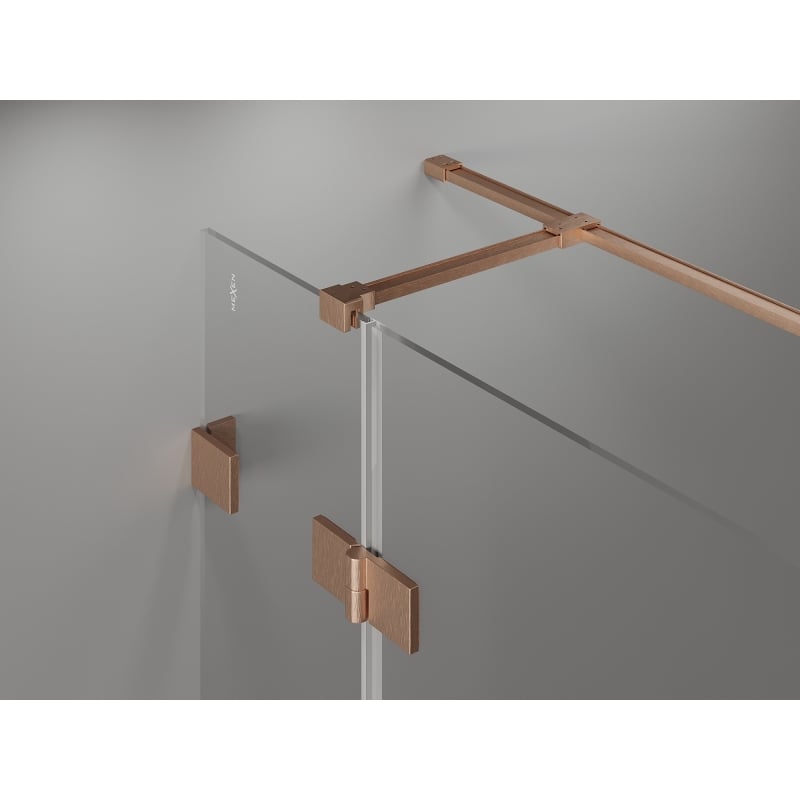 Mexen Lunar T balra nyíló zuhanykabin 135 x 120 cm, átlátszó, csiszolt réz - 834T-135-120-65-00-L