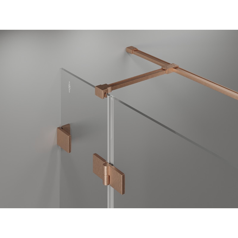 Mexen Lunar T cabina de duș cu ușa rabatabilă stânga 135 x 120 cm, transparent, cupru periat - 834T-135-120-65-00-L
