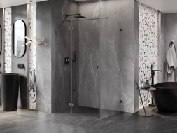 Mexen Lunar T kifelé nyíló zuhanykabin bal 140 x 80 cm, átlátszó, gun gray kefélt - 834T-140-080-66-00-L