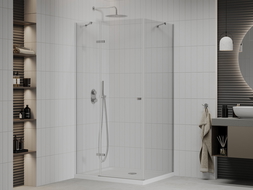 Mexen Roma cabină de duș cu ușă pivotantă 80 x 70 cm, transparent, crom + cădiță Flat - 854-080-070-01-00-4010