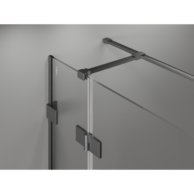 Mexen Lunar T balra nyíló zuhanykabin 130 x 110 cm, átlátszó, gun gray kefélt - 834T-130-110-66-00-L
