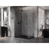 Mexen Lunar T cabină de duș batantă stânga 125 x 80 cm, transparentă, neagră - 834T-125-080-70-00-L