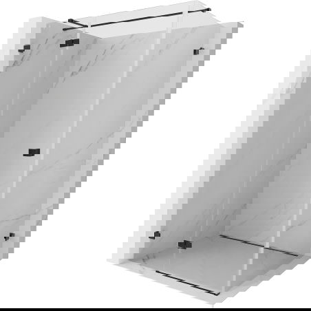 Mexen Lunar T cabină de duș pivotantă stânga 140 x 80 cm, transparentă, neagră - 834T-140-080-70-00-L