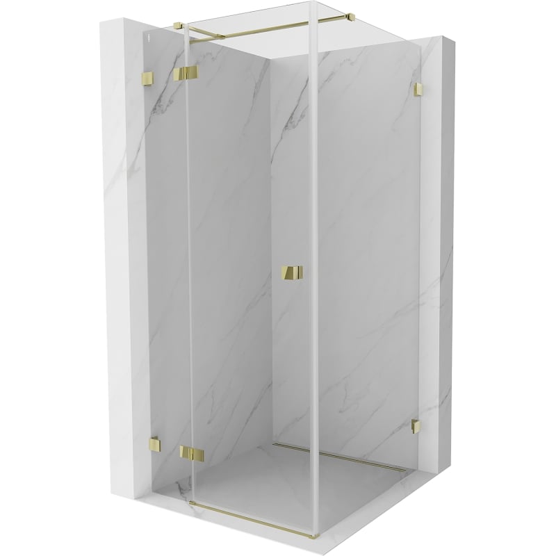 Mexen Lunar T cabină de duș articulată stânga 120 x 120 cm, transparent, aurie - 834T-120-120-50-00-L