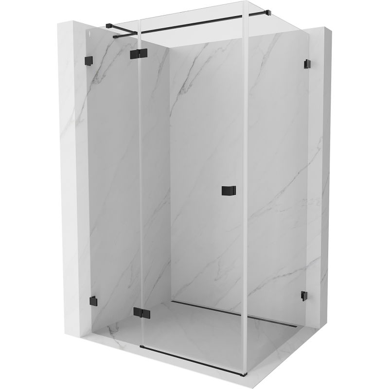 Mexen Lunar T cabină de duș pivotantă stânga 135 x 100 cm, transparentă, neagră - 834T-135-100-70-00-L