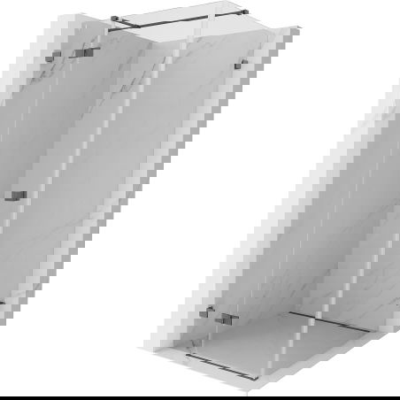 Cabină de duș Mexen Lunar T cu deschidere stânga 120 x 120 cm, transparentă, gri armă periat - 834T-120-120-66-00-L