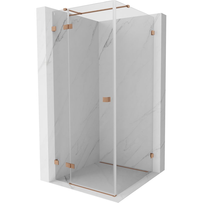 Mexen Lunar T cabină de duș batantă stânga 110 x 110 cm, transparent, cupru periat - 834T-110-110-65-00-L