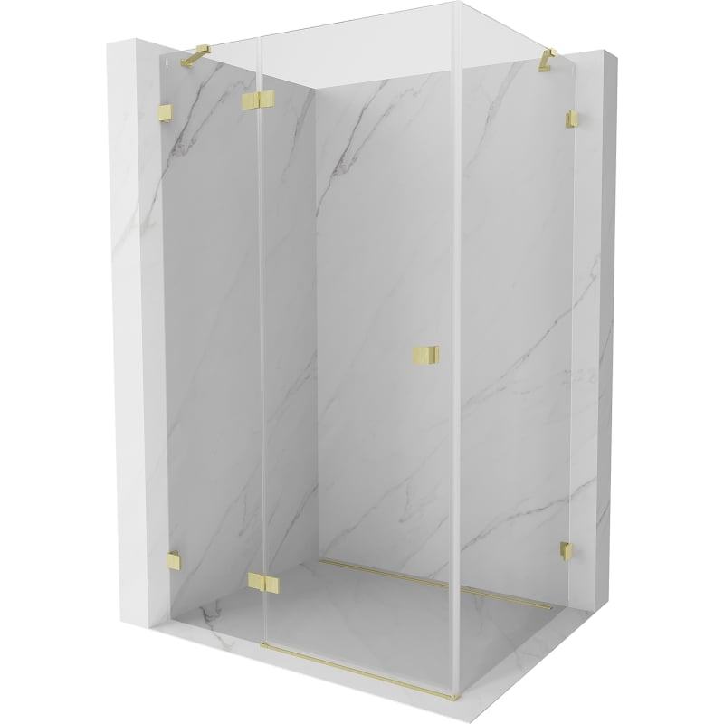 Mexen Lunar cabină de duș cu deschidere pe partea stângă 75 x 70 cm, transparent, auriu periat - 834-075-070-55-00-L