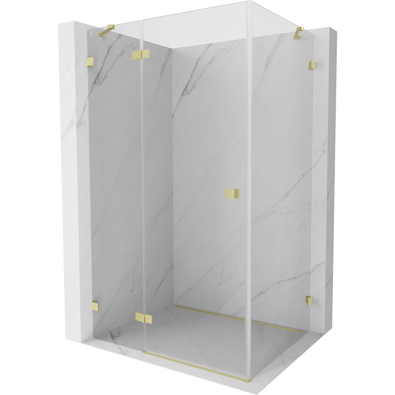 Cabină de duș pivotantă stânga Mexen Lunar 90 x 70 cm, transparentă, auriu periat - 834-090-070-55-00-L